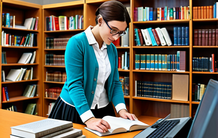 슬로바키아어와 체코어 차이점 - A Librarian in a Modern Library**
"A professional librarian, fully clothed in a modest cardigan and...