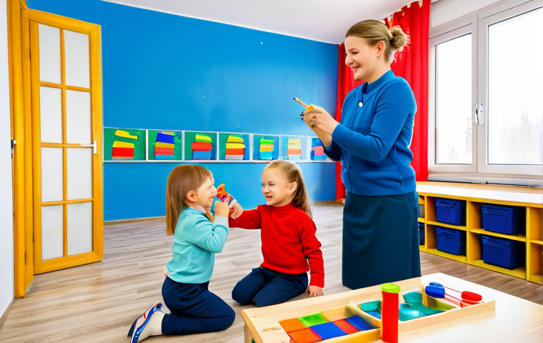 슬로바키아 학교 교육 시스템 - Early Childhood Education**
"A vibrant and colorful classroom in a Slovak *materská škola* (kinderg...