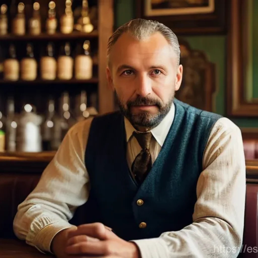 야로슬라프 하쉭 작가와 슬로바키아 영향 - **Jaroslav Ha&scaron;ek in a Bohemian Prague Cafe**
    A realistic, warmly lit portrait of Jaroslav Ha&scaron;ek,...