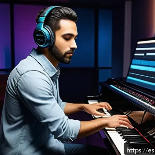 Home 30 알렉산더 둑슬라브 음악가 - A sophisticated music studio scene showcasing a fusion of classical and contemporary elements: a pro...